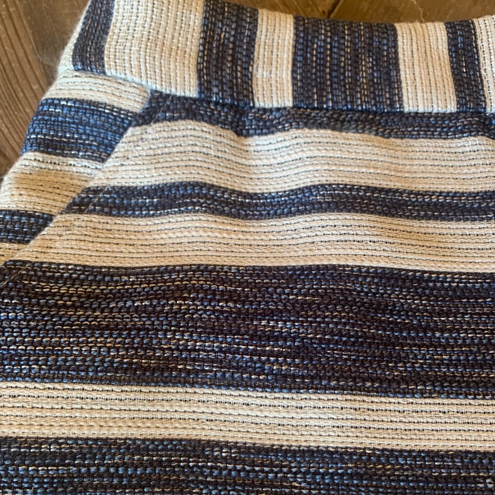 PIM + LARKIN Blue and Off White Striped Textured Mini Skirt Medium - Picture 4 of 9